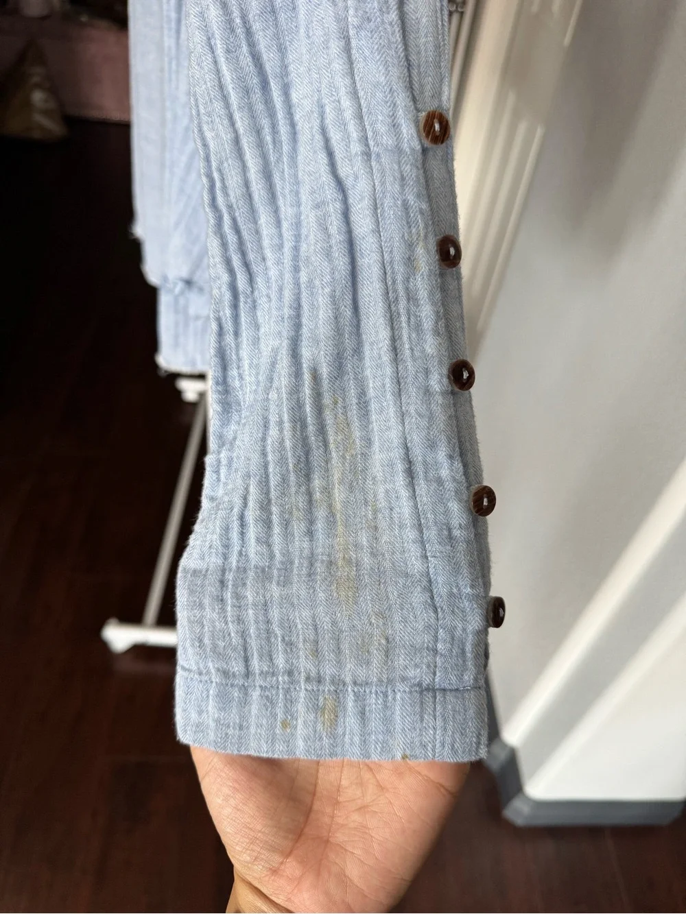 Free People Blue Gauze Henley Tunic